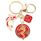 LIFKOME Koi Fish Keychain Fengshui Keyring Good Luck Charm Chinese Dragon Pendant for Backpack Purse Handbag Car Key Hanging Decoration