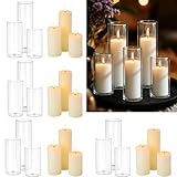 Qazcnd 24 PCS White Pillar Candles with Glass...
