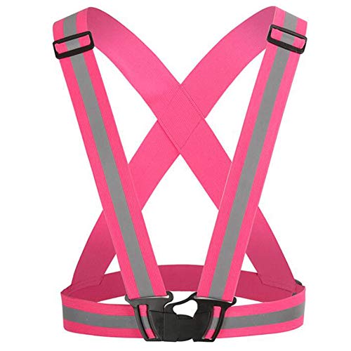 反射ベスト 安全ベスト 夜間作業服 交通警備 蛍光ベスト ジョギング 自転車 スポーツ 台風対策 調節可能 軽量 弾性高い 男女兼用 NiNiHome (ピンク)