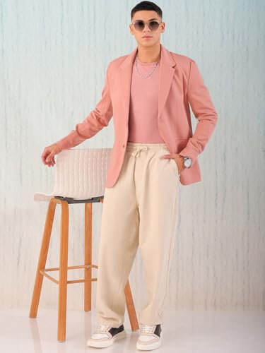 Image of The Indian Garage Co Men Comfort Straight Fit Solid Stretchable Single Breated Knitted Blazers