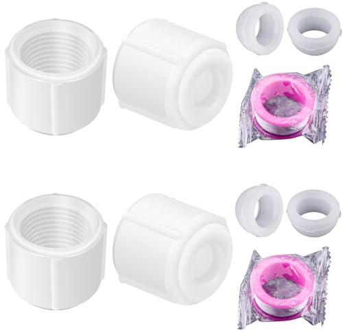 Image of 4 pcs White Plastic Low Point Drain Seals /Caps w /Sealing Ring & Teflon Tape | Fits RV, Camper, Travel Trailer 1 /2 Inch Hot & Cold Water Lines, Fit for Pex Pipe /Tubing Fittings, RV Accessories / Fittings