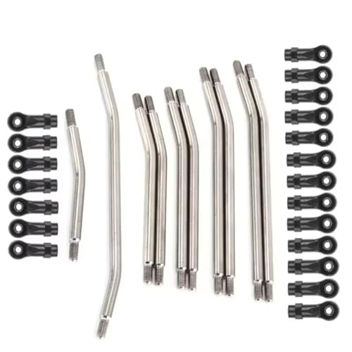Componentes Auto RC Compatible con Axial para SCX10 II 90046 1/10 RC Coche Piezas Upgrade Juego De Varillas De Dirección 313 Mm Acero Inoxidable 10 Unidades con Rótulas De Nailon