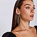 EVER FAITH Star Tassel Earrings for Women, Rhinestone Crystal Long Waterfall Beaded Fringe Chandelier Dangle Drop Statement Earring Costume Jewelry Black Black-Tone