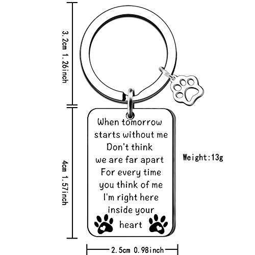 QMVMV Loss of Pet Memorial Keychain for Dog Cat Pet Lovers, Unisex-Adults, Metallic Silver - Image 3