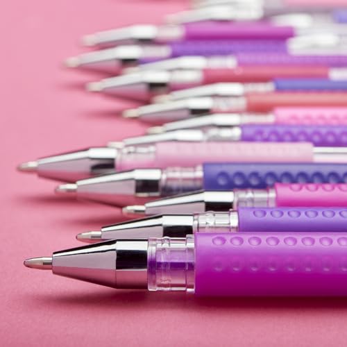 KINGART Pink & Purple Tone Gel Pens, Set of 24, Glitter, Pastel, Neon & Glitter Neon Colors, Luxurious Comfort Grip