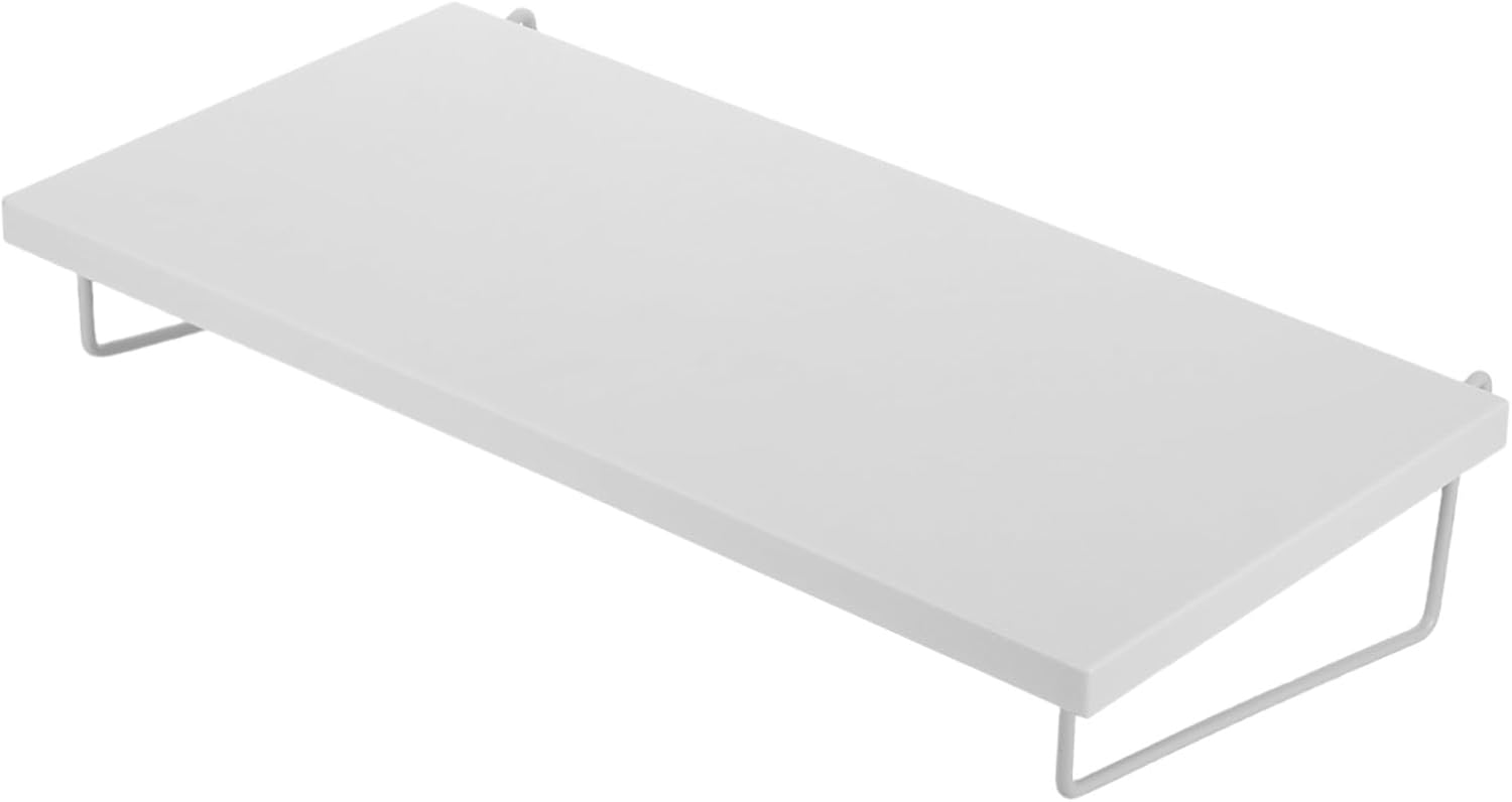 Wall-Mounted No-Drill Floating Pegboard Shelf, Thickened Plastic Organizer Bracket for Garage and Kitchen Spice Storage, Sturdy White Storage Rack for Workshop and Home Use