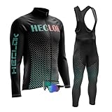 heclok abbigliamento ciclismo da uomo,maglia da ciclismo a maniche lunghe+salopette ciclismo con cuscinetto in gel 9d,il set comprende occhiali da ciclismo，moda set completo (typ-6,s)