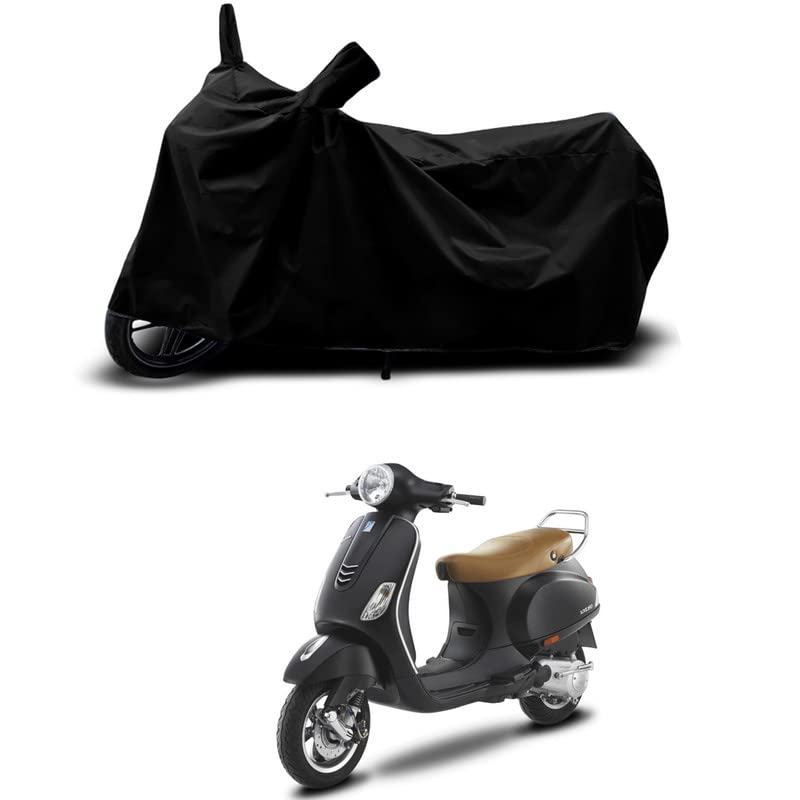 Image of 100% Scratchproof /UV-Rays /Heat Protection /Birds Dropping /Water Resistant /Dust Proof /Waterproof /Full Bike Scooty Two Wheeler Body Cover Compatible for Vespa VXL 150 All Varients[Black]