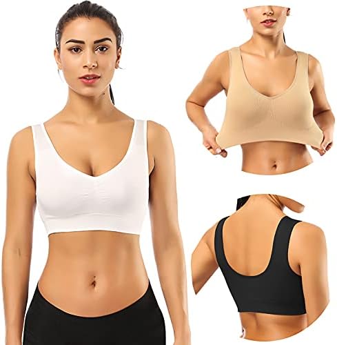 BESTENA Sports Bras for Women, 3 Pack Seamless Comfortable Yoga Bra with Removable Pads