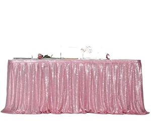 L6NqIAG Rosa Glitzer Tischrock 70x250CM