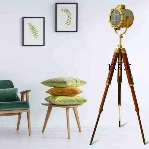 Nautical Replica Hub Collectible Spot Light Staande Lamp Studio Zoeklicht met Statief Houten Stand Decoratieve Vloerlamp voor Thuis & Kantoor Decor