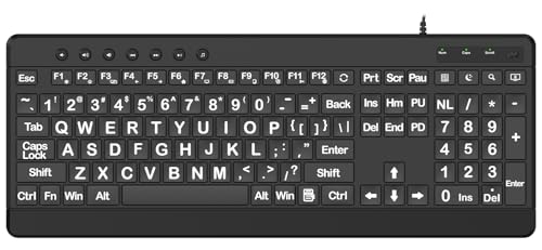 EDJO Large Print Ergonomic Keyboard, Full Size Keyboard with Wrist