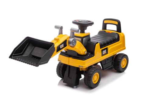 Image of Best Ride On Cars CAT Front Loader Push Car - Licensed Caterpillar Ride-On Digger Toy for Kids with Rotating Bucket & Under-Seat Storage - Construction Vehicle for Toddlers