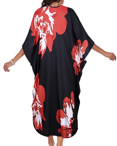 Image of Kaftan Dresses for Women V Neck Caftans Batwing Sleeve Beach Cover Ups | JILUVIN Plus Size Long Floral Print Dress, Loose Fit Maxi Casual Moomoo, Lounge House Mumu Nightgown Summer Vocation 2026