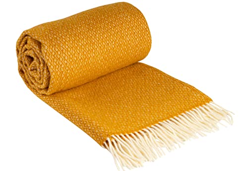 Schafwolldecke Cawa Plaids&Co Extralange Creme-Ockergelb