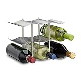 botellero acero inoxidable Moderno y de alta calidad: estante para botellas de acero inoxidable de diseño industrial y forma ondulada