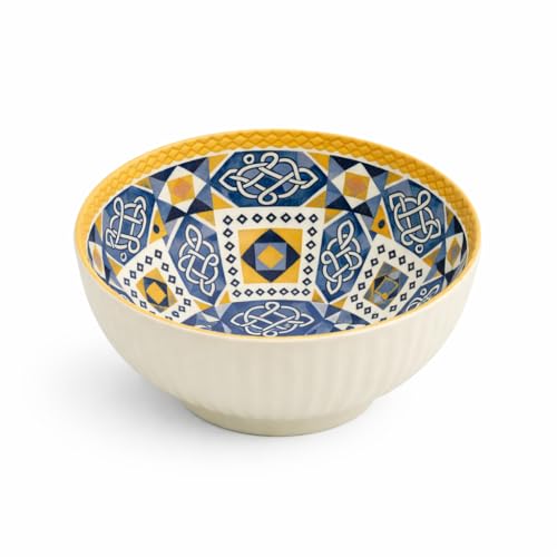 Image of Bohemian Porcelain Bowl 1 Pc | 300 ml Microwave & Dishwasher Safe | Designer Soup, Cereal & Snack Bowls for Daily Use - Mosaic