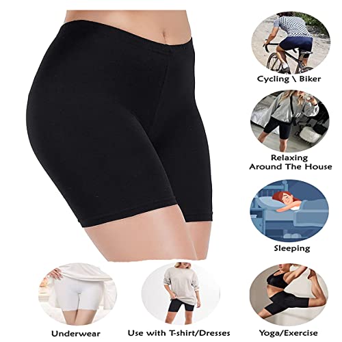 Image of Stretchable Cycling Shorts for Women (Shorties /Underskirt Shorts Shorties for Active wear /Exercise /Workout /Yoga /Gym /Cycle /Running Black