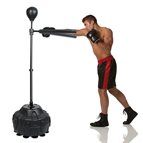 Boxing Speed Trainer with Two Ball, Punching Bag Spinning Bar, Training Boxing Ball with Reflex Bar Free Standing, Adjustable Height, for Adult&Kid, with Two Ball