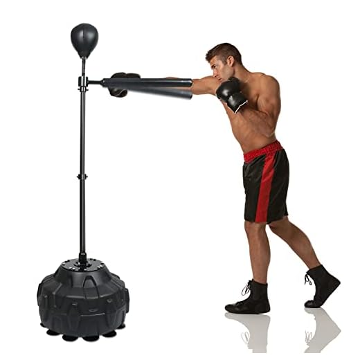 Boxing Speed Trainer with Two Ball, Punching Bag Spinning Bar, Training Boxing Ball with Reflex Bar Free Standing, Adjustable Height, for Adult&Kid, with Two Ball