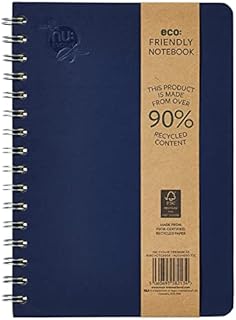 NU Notebooks - Evolve Premium Range - Navy B5 Notebook - Spiral Notebook - Recycled Notebooks - Eco Stationery - 140 Pages