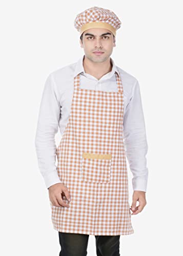 Image of Switchon Checkered Cotton Kitchen Cooking Apron with Chef Hat - Pack of 2 | Multi-Purpose Chef & Waiter Apron for Men & Women | Home, Hotels, Restaurants & Cafes | Proudly Made in India