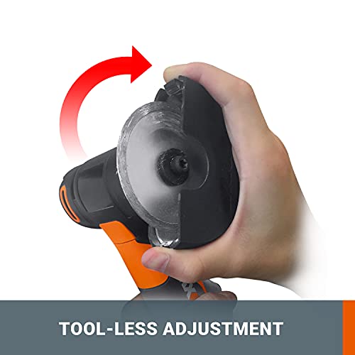 Worx 20V Mini Cutter WX801.9 (Bare Tool) Cordless Angle Grinder, Tool-Less Adjustment, 76mm Disc Size, 3 Cutting Disks, 1 Grinding Disc, PowerShare 4 Worx 20V Mini Cutter WX801.9 (Bare Tool) Cordless Angle Grinder, Tool-Less Adjustment, 76mm Disc Size, 3 Cutting Disks, 1 Grinding Disc, PowerShare - Image 4
