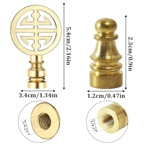 Image of 4Pcs Lamp Finials,Antique Bronze Double Threaded Pineapple Lamp Finial & Double Dragonflies Openwork Lamp Finials,Brass Lamp Finial with Antique Bronze Ten-Thousand Character Lamp Finials Decorative