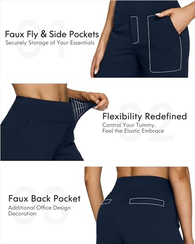 Image of G4Free EverGoing Yoga Pants Women Wide Leg Pants with Pockets High Waist Stretch Dress Casual Sweatpants Petite /Regular /Tall