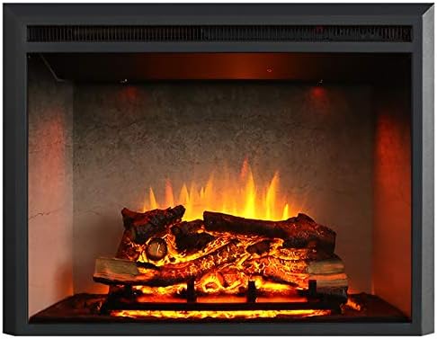 RICHFLAME 33 Inches, Edward Electric Fireplace Insert with Fire Crackling Sound, Weathered Concrete Interior, Remote Control, 750/1500W, Black