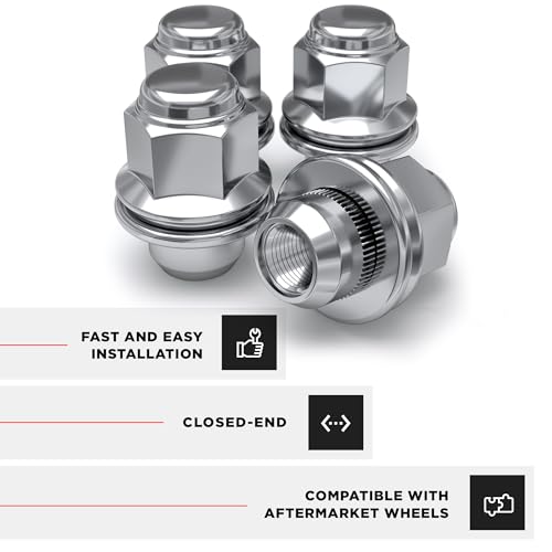 White Knight 5307 Chrome M12x1.50 Toyota Tacoma OEM Factory Style Mag Lug Nut with Washer, 4 Pack