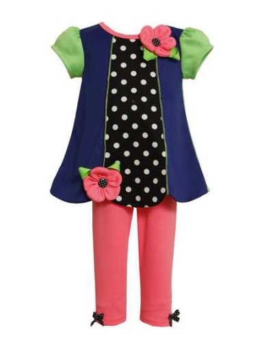 Bonnie Jean Girls Color Block Flower Dress Outfit Set, Multi, 0-3 - 6-9 Months