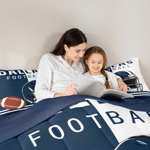 Image of Feelyou Kids American Football Bedding Set King Size, Football Comforter Set Boys Girls Sports Duvet Insert Teens Bedroom Decor with 2 Pillow Case