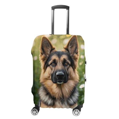 Cute Pet German Shepherd Dog Luggage Cover, Elastic Luggage Protector Fits 19-32in Suitcases, Washable & Anti-Scratch Suitcase Cover for Men Women M