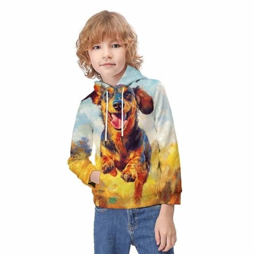 Sweat à capuche teckel 3D pour les sorties fraîches des ados - 2