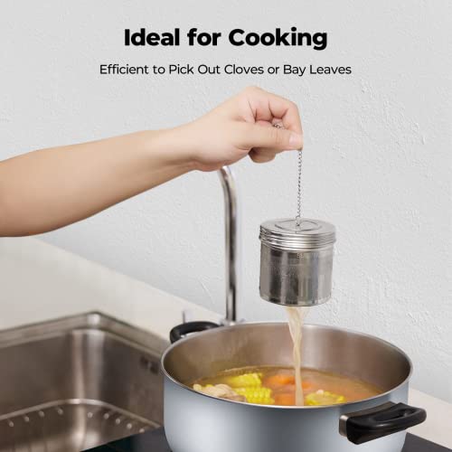 Reinmoson 2 Pack Large Tea Ball Infuser For Loose Leaf Tea & Spice Infuser For Cooking, 18/8 304 Stainless Steel, Threaded Lid, Chain Hook, Extra Fine Mesh Tea Strainer Ball For Herb, Iced Tea, Soup #TOP5