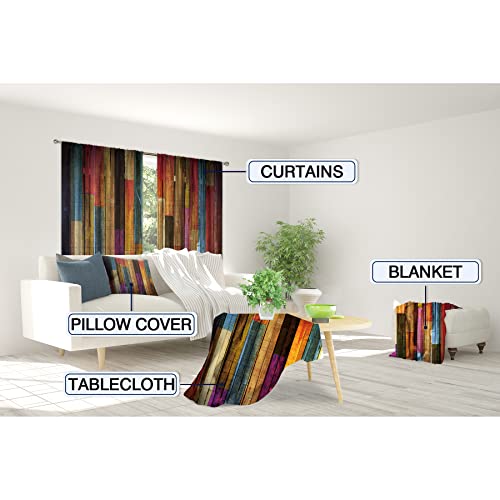 Meshelly Rustic Barn Door Curtains 42W X 63H Inch Rod Pocket Colorful Farmhouse Wooden Decor Multicolor Barnwood Western Wood Cabin Country Garage Art Printed Bedroom Living Room Window Drapes 2 Panel #TOP5