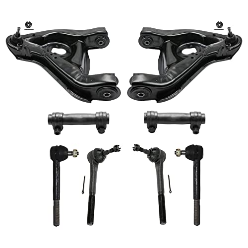 Image of Detroit Axle - 2WD Front End Suspension Kit for Chevy GMC C1500 C2500 Suburban Express Savana 1500 2500 3500 Tahoe Yukon 2 Lower Control Arms Ball Joints 4 Tie Rods 2 Adjusting Sleeves - 8pc Set