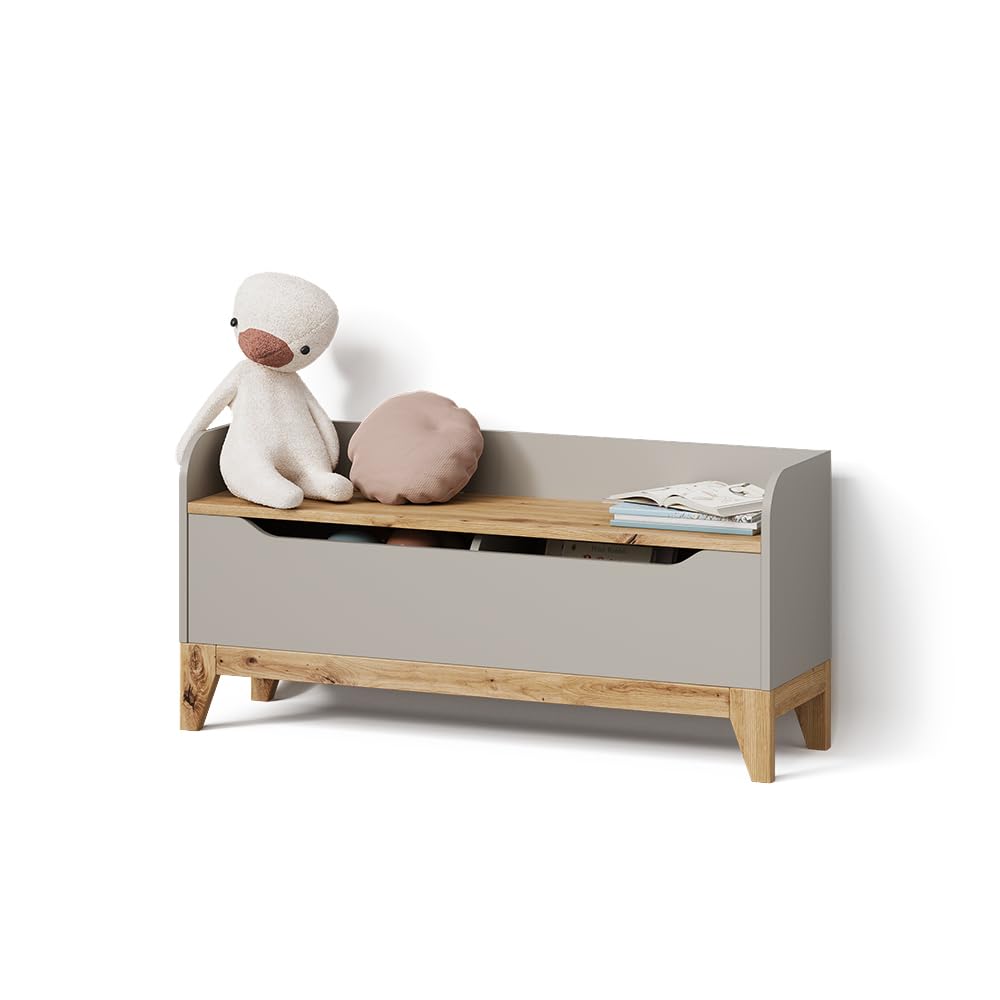 Livinity Cassapanca per giocattoli Malia, Cashmere/Artigianale, 107.2 x 50 cm con sedile a panca