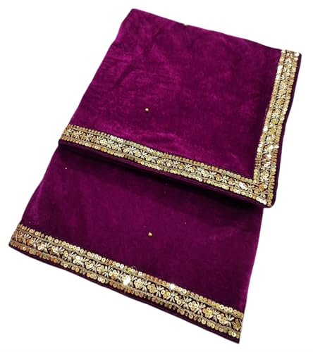 Image of Navti Creations Women's Stole Dupatta In Velvet With Cross Design Border (length -2.25m, Width-75cm)
