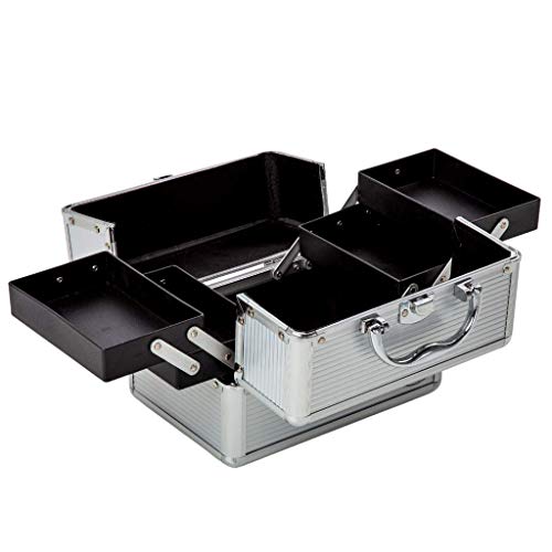 Maleta Maquiagem Vazia Ruby's Grande Chave 4 Bandejas Prata