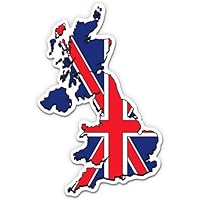 GT Graphics UK Great Britain Flag Country Shape - 3\" Vinyl Sticker - for Car Laptop I-Pad Phone Helmet Hard Hat - Waterproof Decal