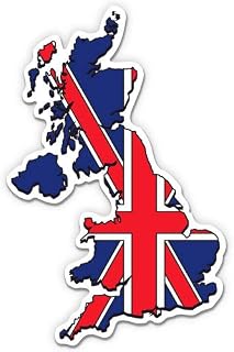 UK Great Britain Flag Country Shape - 3" Vinyl Sticker - for Car Laptop I-Pad Phone Helmet Hard Hat - Waterproof Decal