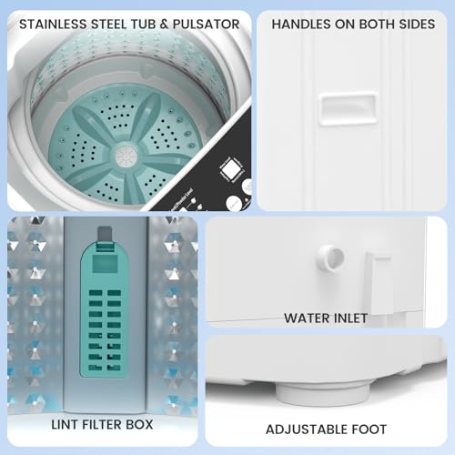 Image of Zynkez 35 lbs Washing Machine, Fully Automatic Portable Washer with 12 Wash Cycles, 8 Water Levels, 24H Delay Start, Lagre Washer and Spin Dryer Combo with Drain Pump for Apartment Home