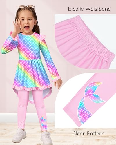 Image of Toddler Kids Girls Clothes Set Stylish Ruffled Tops and Pants Clothing Sets 2 Piece Outfits Size 4-9