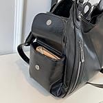 Handtasche Vintage City Bag Tote Bag Damen Große Schultertasche PU Leder Uni Tasche Punk-Stil Umhängetasche Slouchy Braune für Schule Reisen – Bild 5