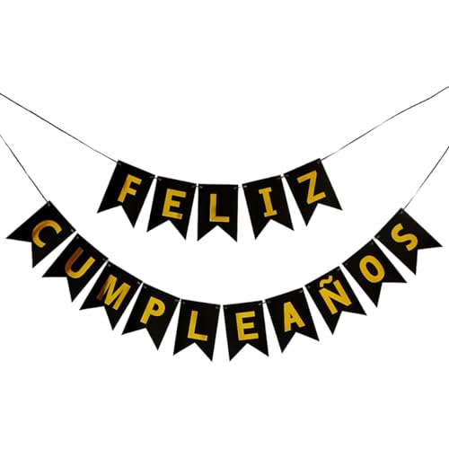 Guirnalda Cumpleaños, Feliz Cumpleaños Decoracion Negro Oro,