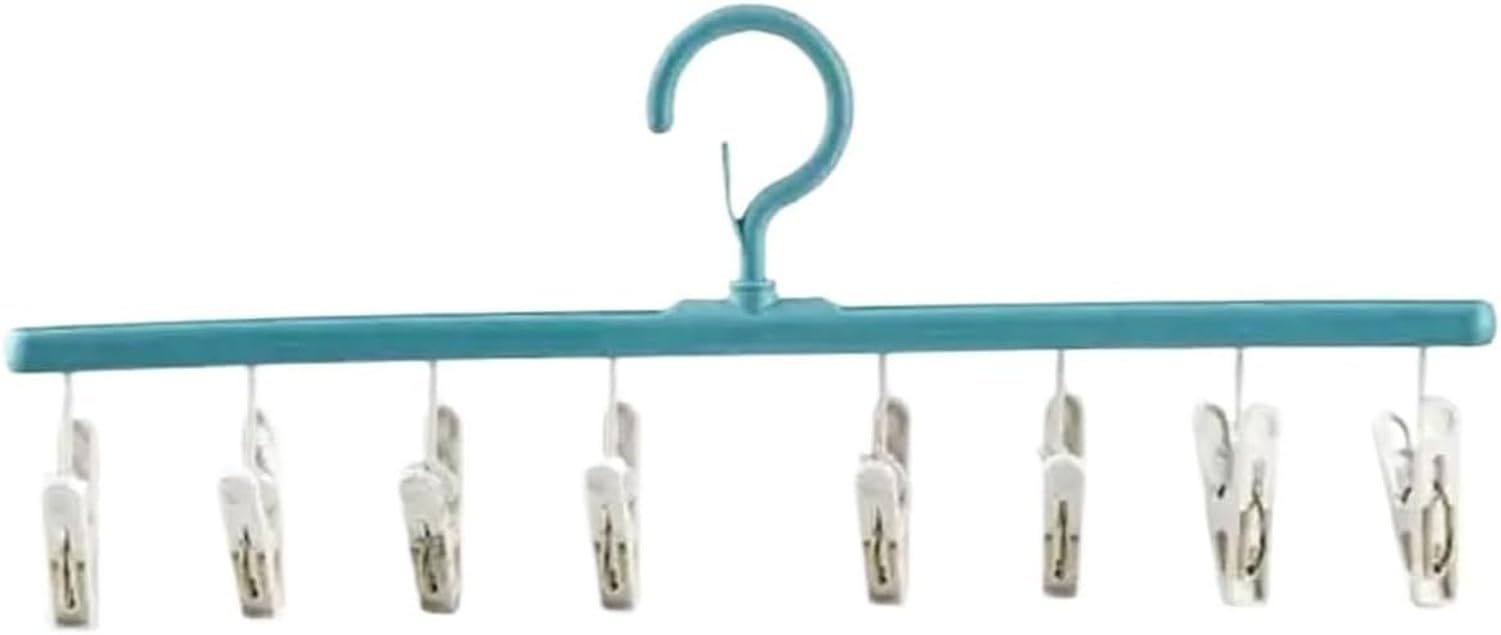 XIUNYIE Hangers Clothes Drying Hanger with 8 Clips 360 Degree Rotatable Windproof Plastic Laundry Hanger Underwear Durable for Suit Pink, Blue, 1pcs