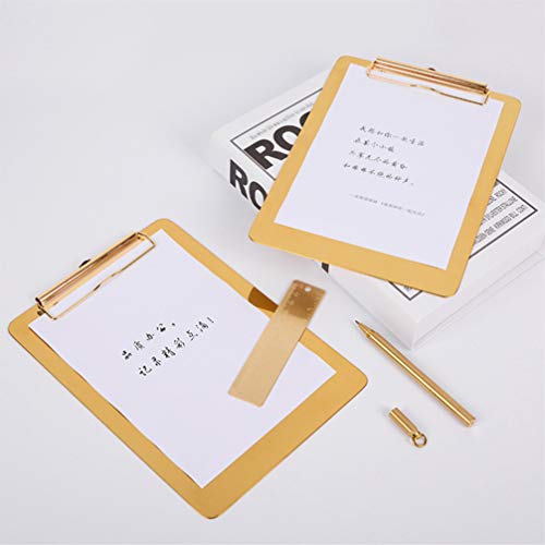 Cabilock Portátil de Aço Inoxidável Suporte de Papel Clipboard A4 Pranchetas Pastas Memo Board Com B
