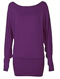 Zj Clothes Womens Long Sleeve Off Shoulder Plain Batwing Top